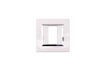 PLAQUE BELLA 43 CARREE BLANC AVEC CADRE CHROME 1 MODULE