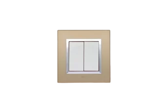 PLAQUE BELLA 43 CARREE CHAMPAGNE AVEC CADRE CHROME 2 MODULES