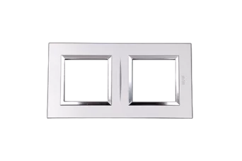 PLAQUE BELLA 43 CARREE ARGENT OPAQUE AVEC CADRE CHROME 2+2 MODULES