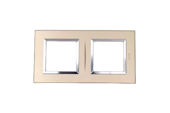 PLAQUE BELLA 43 CARREE CHAMPAGNE AVEC CADRE CHROME 2+2 MODULES