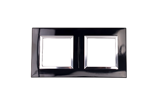 PLAQUE BELLA 43 CARREE NOIRE AVEC CADRE CHROME 2+2 MODULES