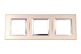 PLAQUE BELLA 43 CARREE CHAMPAGNE AVEC CADRE CHROME 2+2+2 MODULES