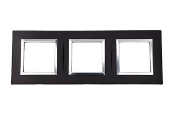 PLAQUE BELLA 43 CARREE NOIR MAT AVEC CADRE CHROME 2+2+2 MODULES