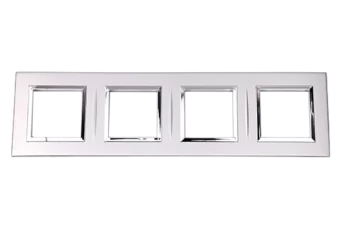PLAQUE BELLA 43 CARREE ARGENT OPAQUE AVEC CADRE CHROME 2+2+2+2 MODULES