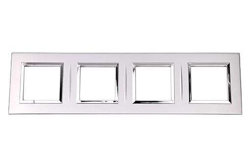 PLAQUE BELLA 43 CARREE ARGENT OPAQUE AVEC CADRE CHROME 2+2+2+2 MODULES