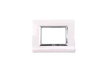 PLAQUE SERENA 43 RECTANGULAIRE BLANC CADRE CHROME 3 MODULES