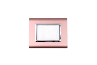 PLAQUE SERENA 43 RECTANGULAIRE ROSE METALLISE CADRE CHROME 3 MODULES