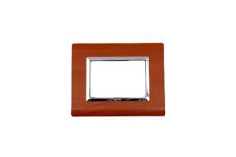 PLAQUE SERENA 43 RECTANGULAIRE ACAJOU CADRE CHROME 3 MODULES