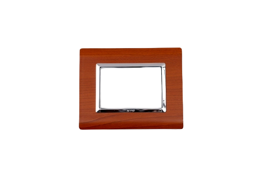 PLAQUE SERENA 43 RECTANGULAIRE ACAJOU CADRE CHROME 3 MODULES