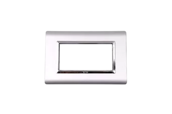 PLAQUE SERENA 43 RECTANGULAIRE ARGENT OPAQUE CADRE CHROME 4 MODULES