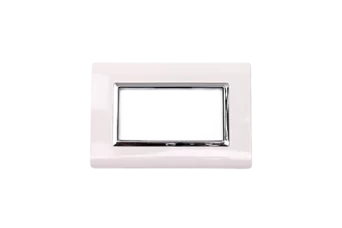 PLAQUE SERENA 43 RECTANGULAIRE BLANC CADRE CHROME 4 MODULES