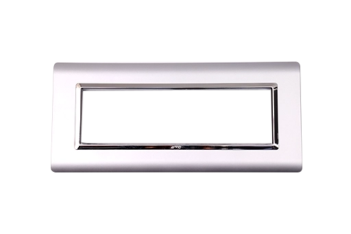 PLAQUE SERENA 43 RECTANGULAIRE ARGENT OPAQUE CADRE CHROME 7 MODULES