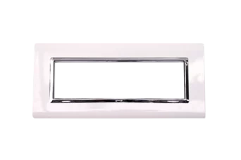 PLAQUE SERENA 43 RECTANGULAIRE BLANC CADRE CHROME 7 MODULES