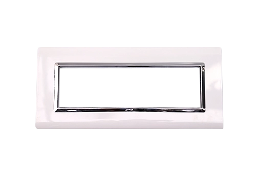 PLAQUE SERENA 43 RECTANGULAIRE BLANC CADRE CHROME 7 MODULES