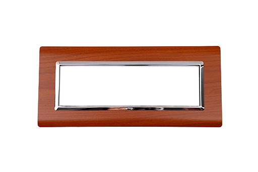 PLAQUE SERENA 43 RECTANGULAIRE ACAJOU CADRE CHROME 7 MODULES