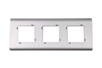 PLAQUE SERENA 43 CARREE SANS CADRE ARGENT OPAQUE 2+2+2 MODULES