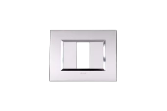 PLAQUE BELLA 43 RECTANGULAIRE ARGENT OPAQUE AVEC CADRE CHROME 1 MODULE