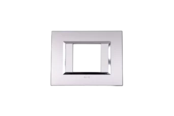 PLAQUE BELLA 43 RECTANGULAIRE ARGENT OPAQUE AVEC CADRE CHROME 2 MODULES