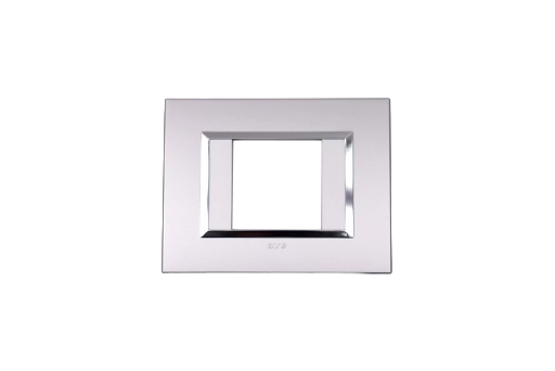 PLAQUE BELLA 43 RECTANGULAIRE ARGENT OPAQUE AVEC CADRE CHROME 2 MODULES