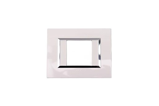 PLAQUE BELLA 43 RECTANGULAIRE BLANC AVEC CADRE CHROME 2 MODULES