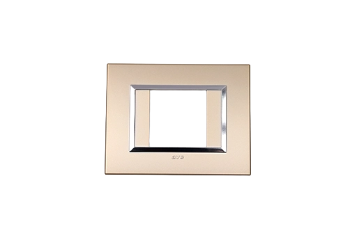 PLAQUE BELLA 43 RECTANGULAIRE CHAMPAGNE AVEC CADRE CHROME 2 MODULES