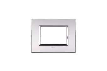 PLAQUE BELLA 43 RECTANGULAIRE ARGENT OPAQUE AVEC CADRE CHROME 3 MODULES