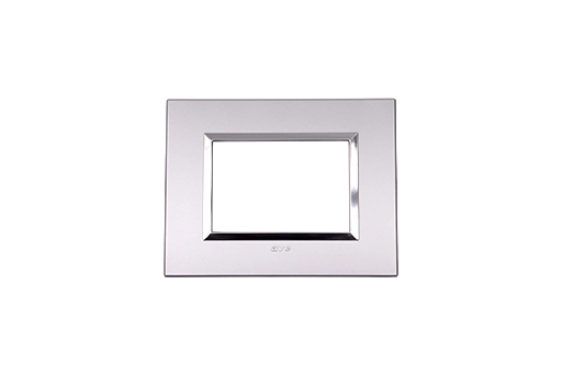 PLAQUE BELLA 43 RECTANGULAIRE ARGENT OPAQUE AVEC CADRE CHROME 3 MODULES