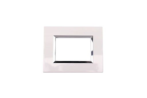 PLAQUE BELLA 43 RECTANGULAIRE BLANC AVEC CADRE CHROME 3 MODULES