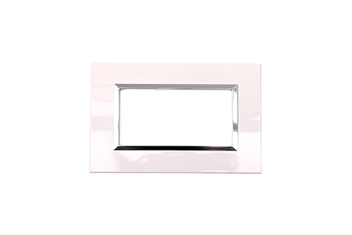 PLAQUE BELLA 43 RECTANGULAIRE BLANC AVEC CADRE CHROME 4 MODULES