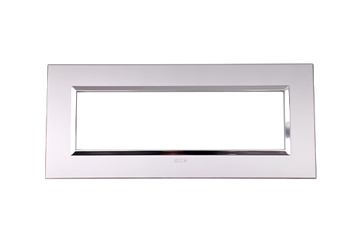 PLAQUE BELLA 43 RECTANGULAIRE ARGENT OPAQUE AVEC CADRE CHROME 7 MODULES