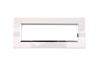 PLAQUE BELLA 43 RECTANGULAIRE BLANC AVEC CADRE CHROME 7 MODULES