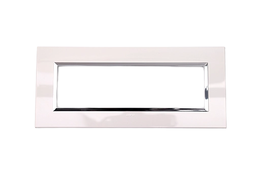 PLAQUE BELLA 43 RECTANGULAIRE BLANC AVEC CADRE CHROME 7 MODULES