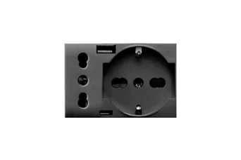 PRISE 2P+T SCHUKO + PRISE 2P 16A + CHARGEUR USB TYPE A&C 3 MODULES TEKLA 44