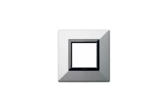 PLAQUE ZAMA 44 CARREE ARGENT OPAQUE 2 MODULES