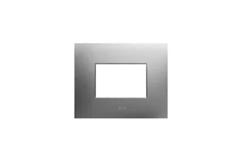 PLAQUE SMART 44 RECTANGULAIRE EN METAL ACIER NATUREL BROSSE 3 MODULES