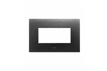 PLAQUE SMART 44 RECTANGULAIRE EN METAL ACIER ANTHRACITE BROSSE 4 MODULES