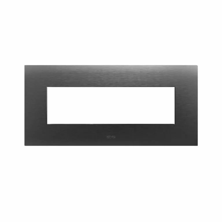 PLAQUE SMART 44 RECTANGULAIRE EN METAL ACIER ANTHRACITE BROSSE 7 MODULES