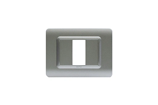 PLAQUE TECHNOPOLYMERE 44 RECTANGULAIRE ARGENT OPAQUE 1 MODULE