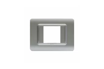 PLAQUE TECHNOPOLYMERE 44 RECTANGULAIRE ARGENT OPAQUE 2 MODULES