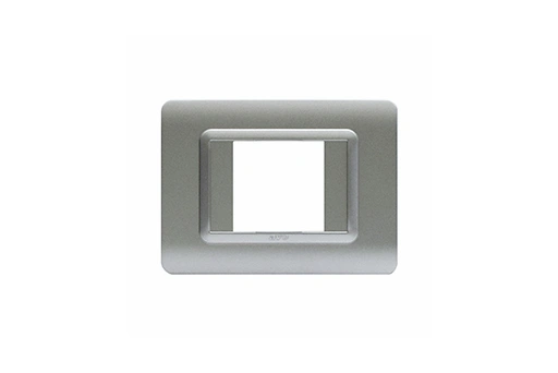 PLAQUE TECHNOPOLYMERE 44 RECTANGULAIRE ARGENT OPAQUE 2 MODULES