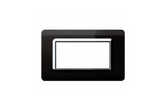PLAQUE TECHNOPOLYMERE 44 RECTANGULAIRE NOIR ABSOLU AVEC CADRE CHROME 4 MODULES