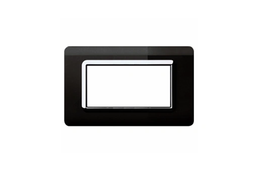 PLAQUE TECHNOPOLYMERE 44 RECTANGULAIRE NOIR ABSOLU AVEC CADRE CHROME 4 MODULES