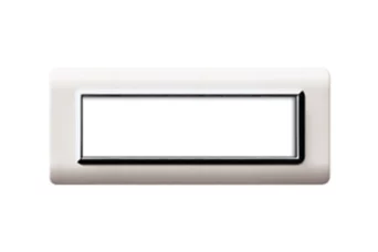 PLAQUE TECHNOPOLYMERE 44 RECTANGULAIRE BLANC AVEC CADRE CHROME 7 MODULES