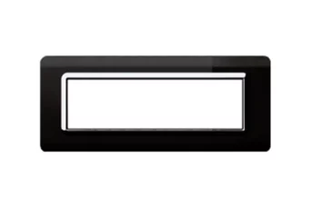 PLAQUE TECHNOPOLYMERE 44 RECTANGULAIRE NOIR ABSOLU AVEC CADRE CHROME 7 MODULES
