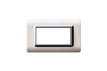 PLAQUE TECHNOPOLYMERE 44 RECTANGULAIRE BLANC AVEC CADRE CHROME 4 MODULES