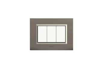 PLAQUE NOVA 45 RECTANGULAIRE GRIS AVEC CADRE CHROME 3 MODULES