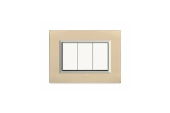 PLAQUE NOVA 45 RECTANGULAIRE CHAMPAGNE AVEC CADRE CHROME 3 MODULES