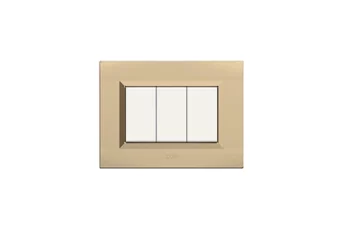 PLAQUE NOVA 45 RECTANGULAIRE CHAMPAGNE 3 MODULES